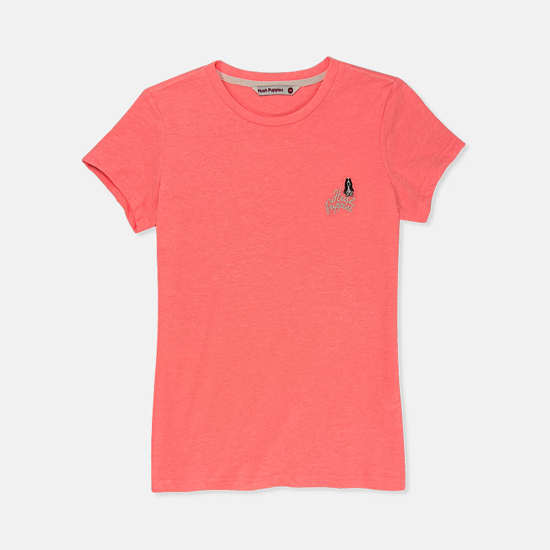 Ladies' Round Neck Basic Tee with Embroidery | Cotton Single Jersey | HLT208454