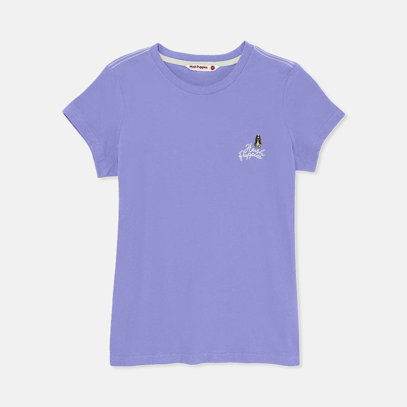 Ladies' Round Neck Basic Tee with Embroidery | Cotton Single Jersey | HLT208454