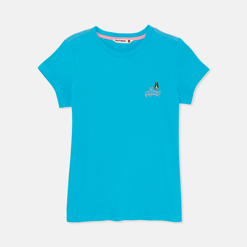 Ladies' Round Neck Basic Tee with Embroidery | Cotton Single Jersey | HLT208454
