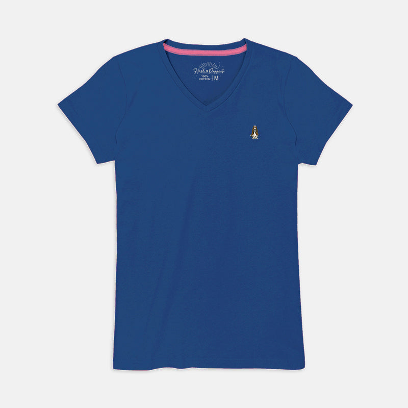 Ladies' V-Neck Basic Tee With Embroidery | Cotton Mixed | HLT409327