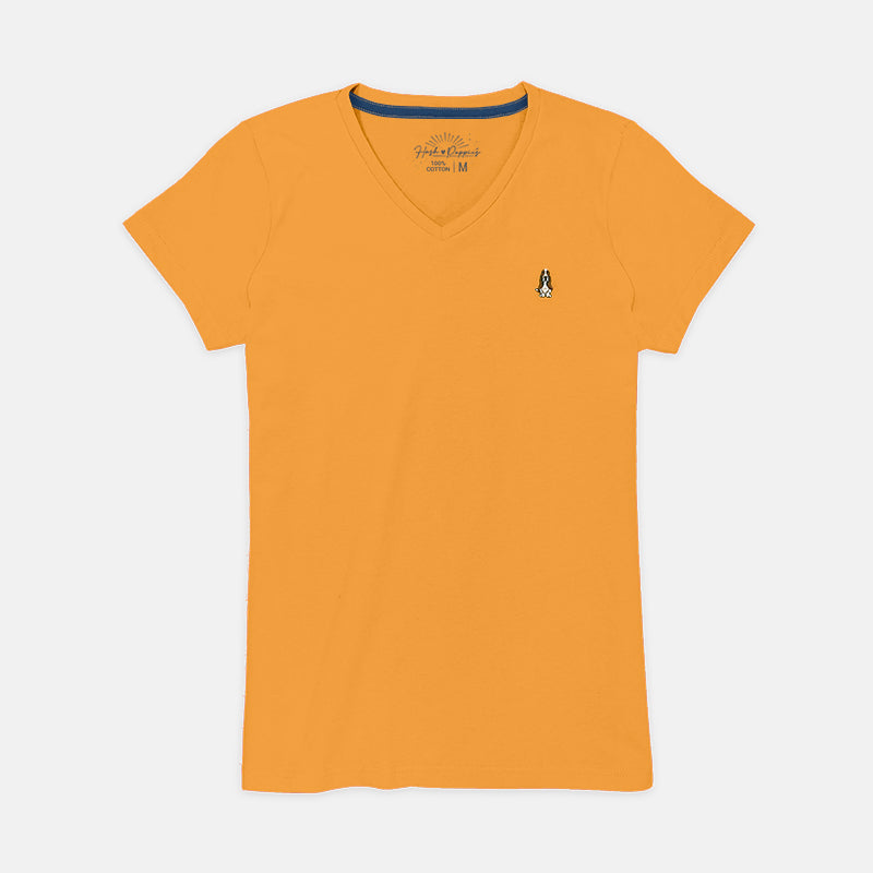 Ladies' V-Neck Basic Tee With Embroidery | Cotton Mixed | HLT409327