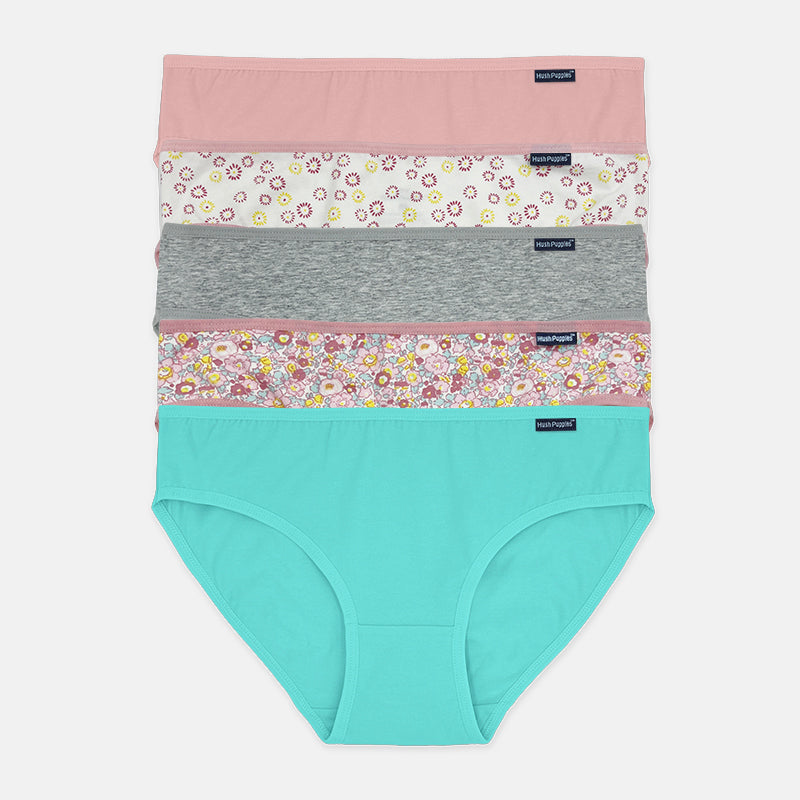 Flower Print Cotton Spandex Mini 5pcs Ladies Panties HLU449220