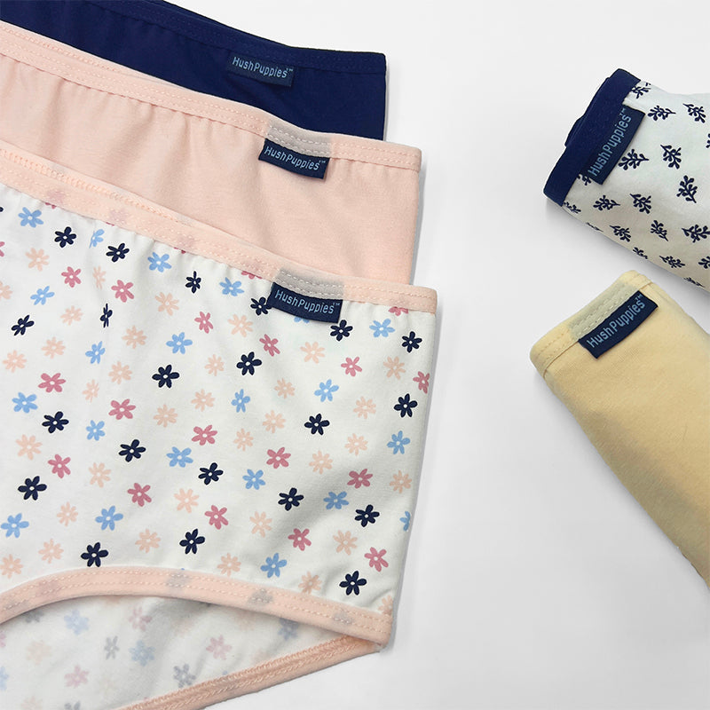Flower Print Cotton Spandex Midi 5pcs Ladies Panties HLU449221