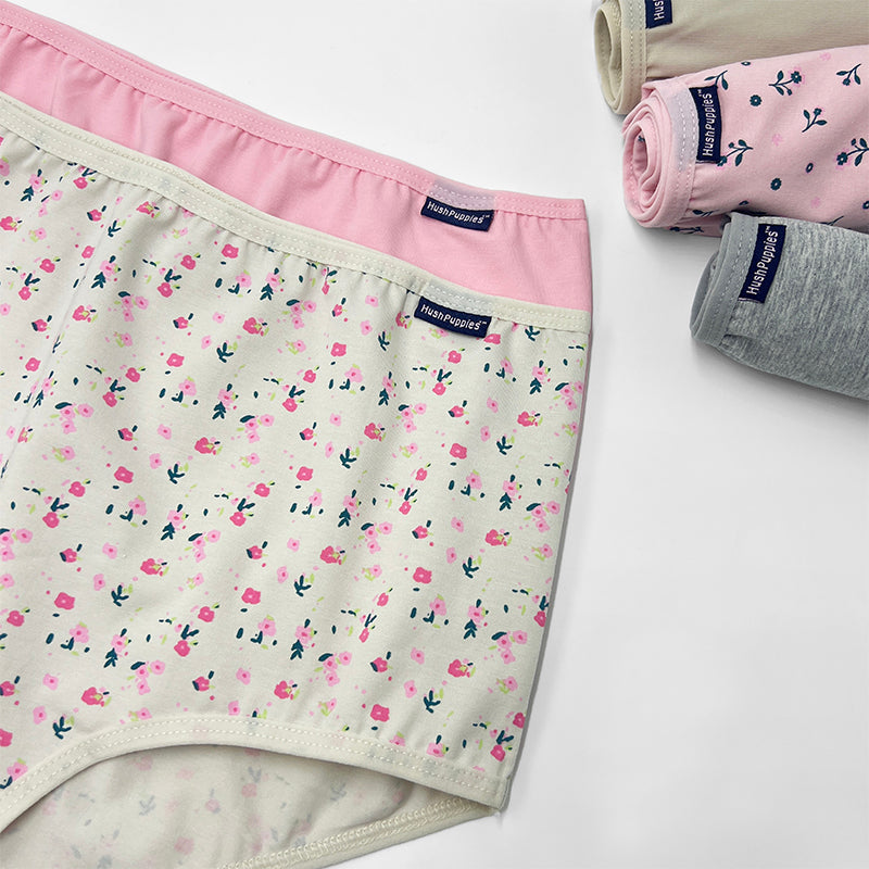 Flower Print Cotton Spandex Maxi 5pcs Ladies Panties HLU449222