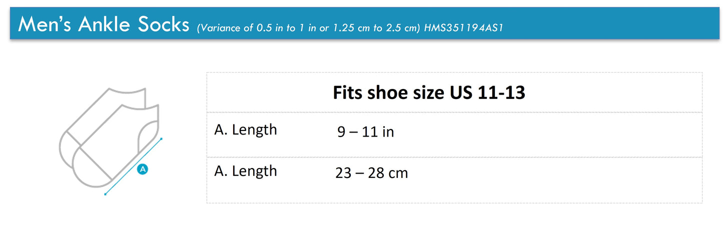 3prs Men Big Foot Ankle Socks | Cotton Elastane | HMS351194