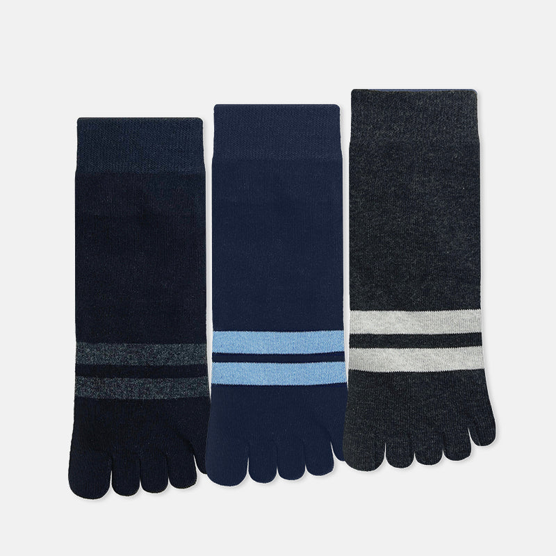 3prs Men Ankle Length Toe Socks | Cotton Elastane | HMS459336