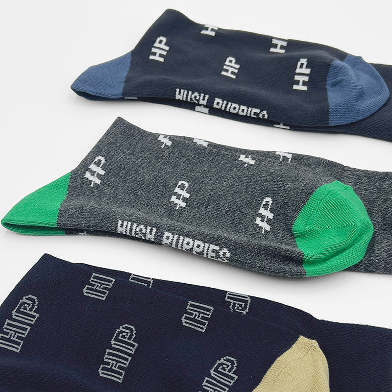 3prs Men Full Print Full Length Socks | Cotton Spandex | HMS479552
