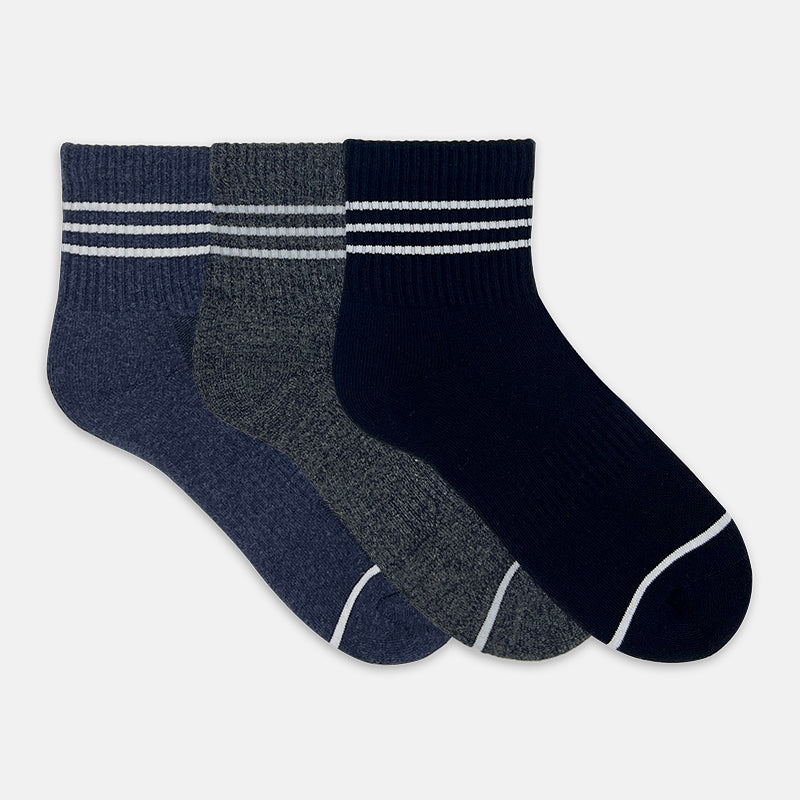 3prs Men Sporty Half Terry Quarter Socks | HMS479557