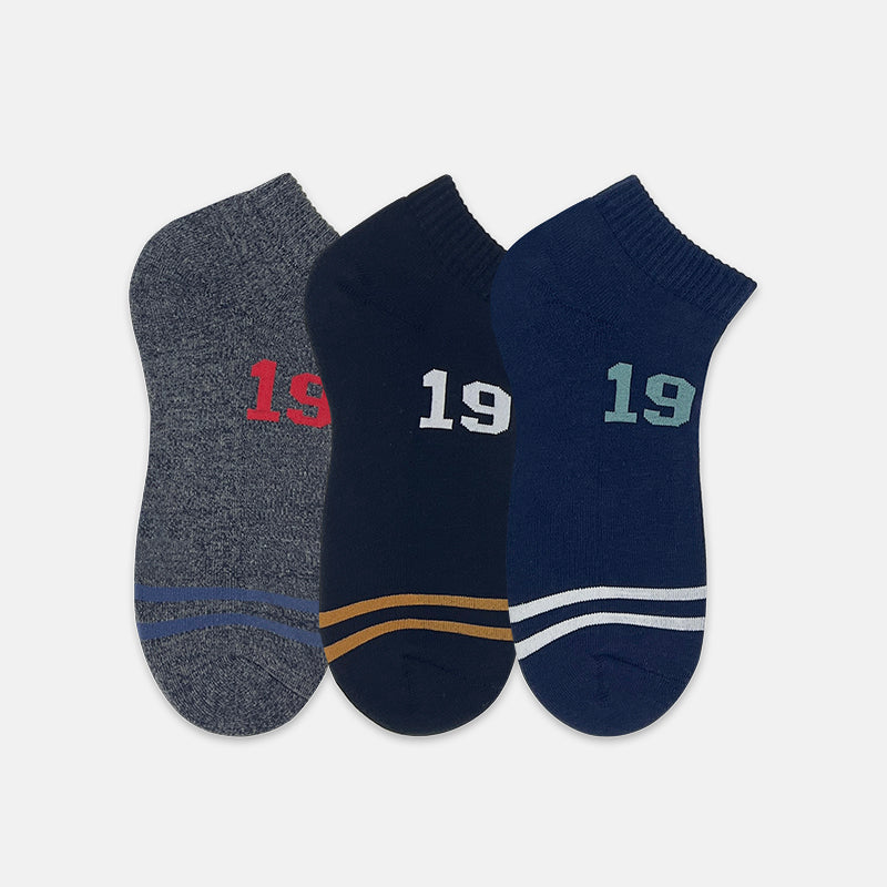 3prs Men Sporty Half Terry Ankle Socks | HMS479558