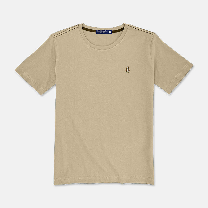 Men's Round Neck Basic Tee with Embroidery | Cotton Mixed | Slim Fit | HMT308589AS1