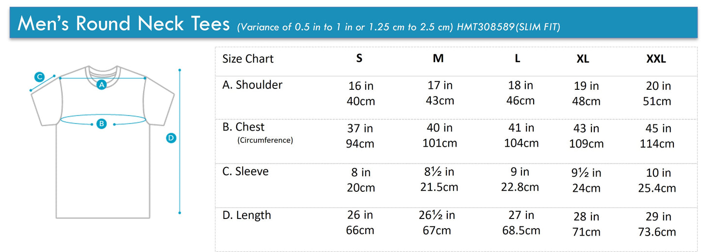 Men's Round Neck Basic Tee with Embroidery | Cotton Mixed | Slim Fit | HMT308589