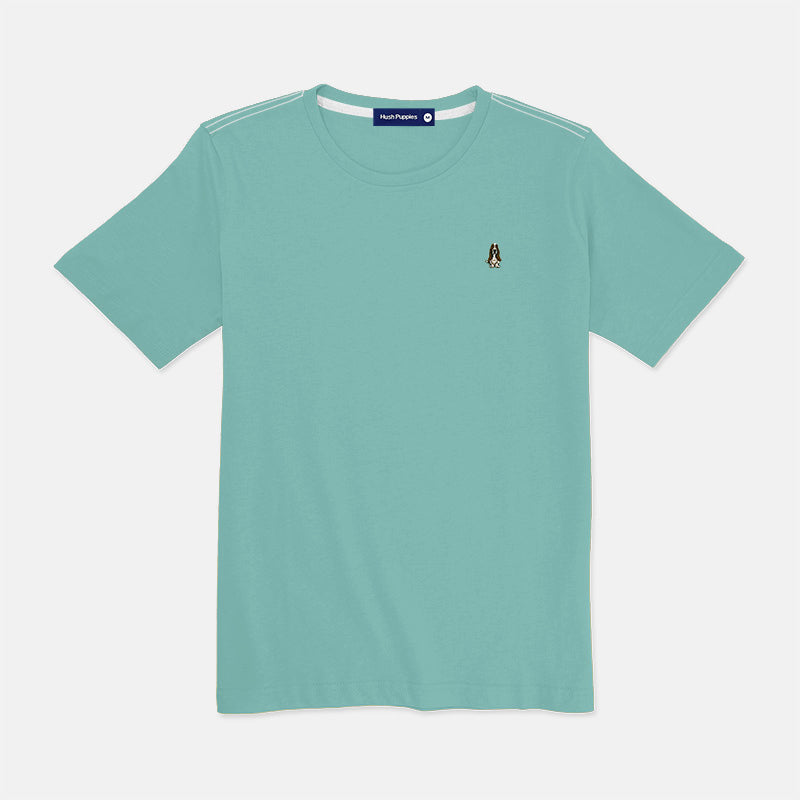 Men's Round Neck Basic Tee With Embroidery | Cotton Mixed | Regular Fit | HMT308875AS1