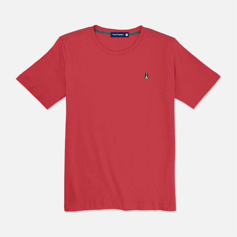 Men's Round Neck Basic Tee With Embroidery | Cotton Mixed | Regular Fit | HMT308875AS1
