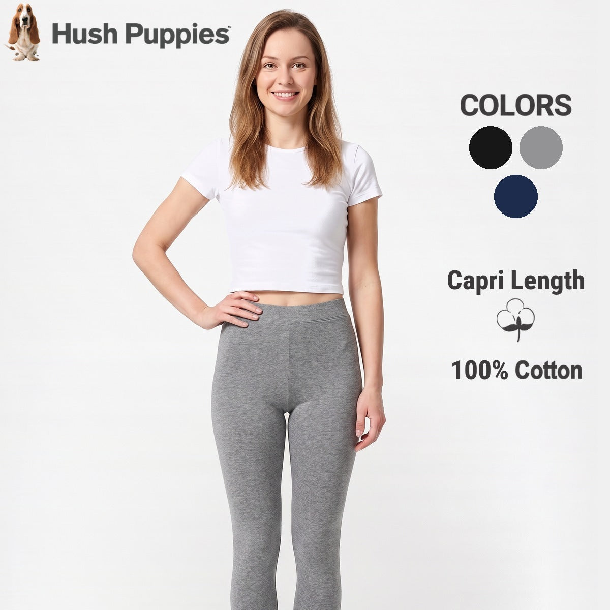 Women's Capri Leggings | 100% Cotton | HLJ651105