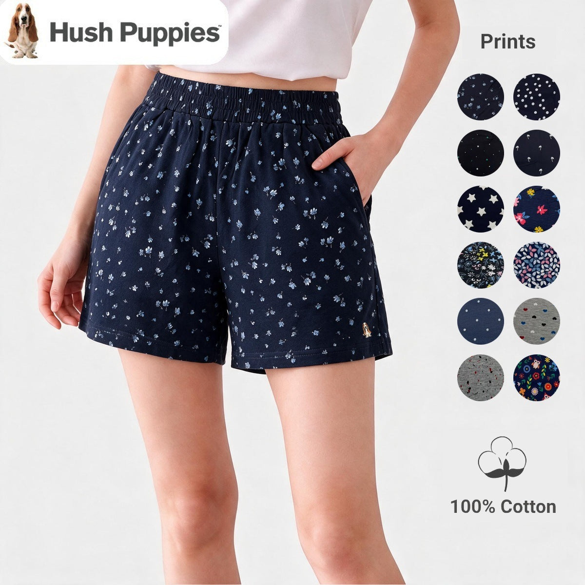 Women's Printed Easy Shorts | 100% Cotton | HLM639908