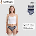 Women's Dots and Stripes Bikini Panties 5pcs | Cotton Spandex | HLU609879
