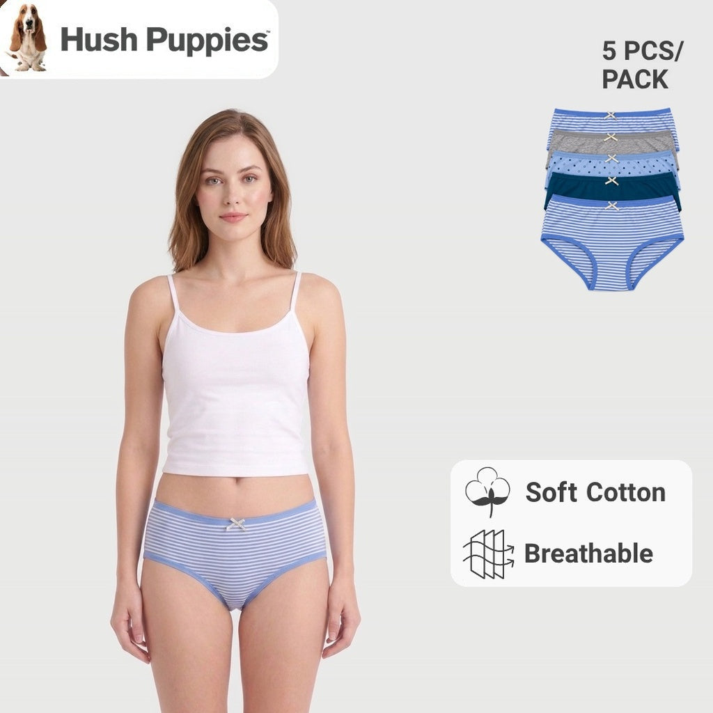 Women's Dots and Stripes Hipster Panties 5pcs | Cotton Spandex | HLU609880