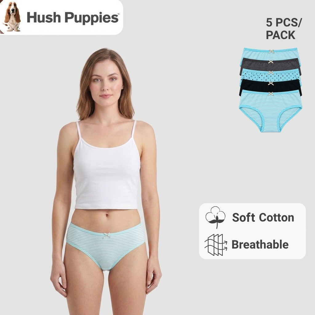 Women's Dots and Stripes Mini Panties 5pcs | Cotton Spandex | HLU609881