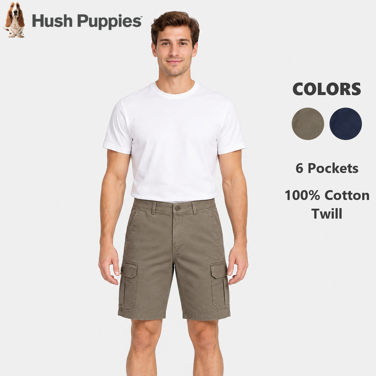 Men's Cargo Bermuda Shorts with Button Flap Pockets | 100% Cotton Twill | HMM579845