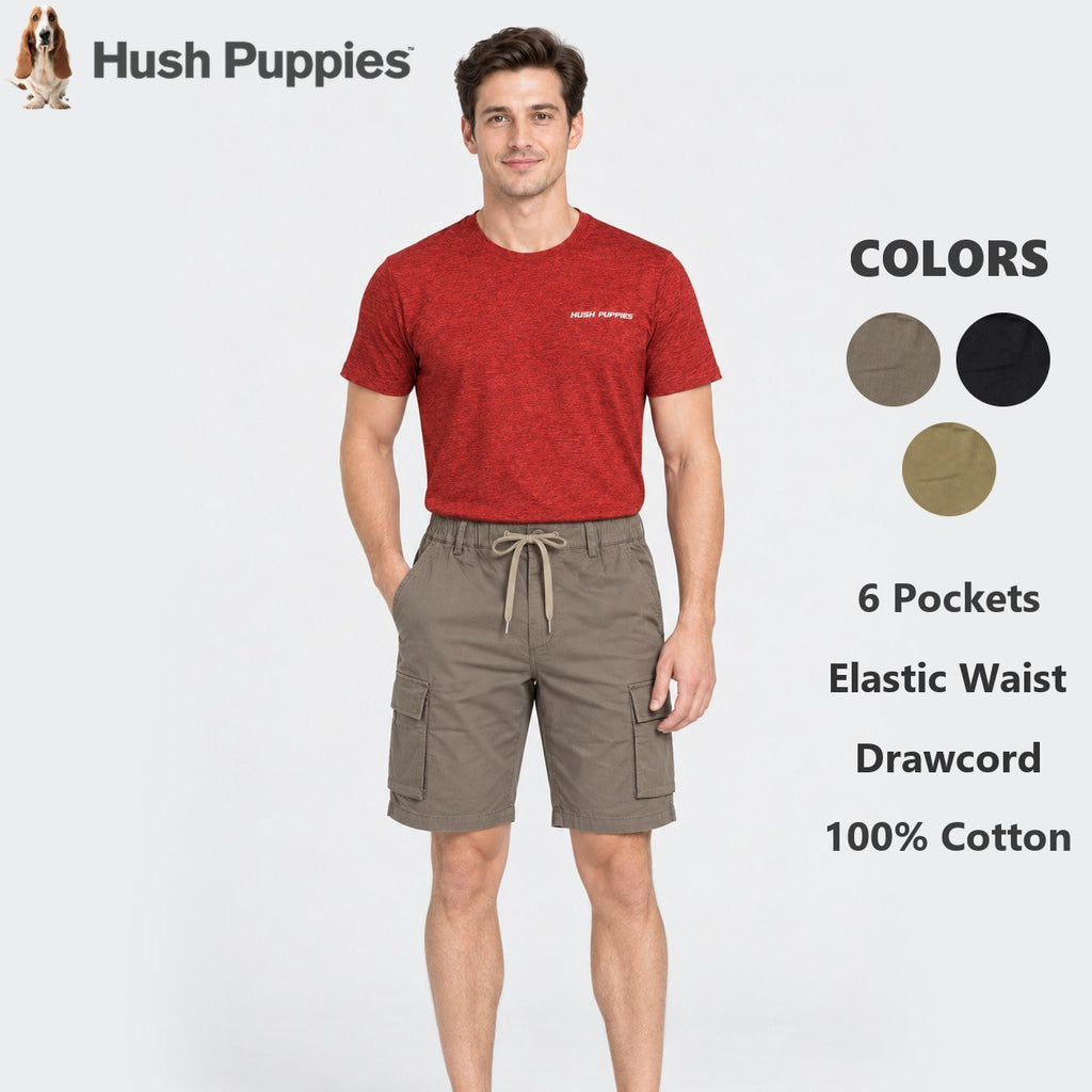 Men's Cargo Bermuda Shorts with Elastic Waist and Drawcord | 100% Cotton | HMM651017