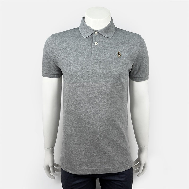 Men's Basic Solid Polo Tee Slim Fit With Small Dog Embroidery | Pique 100% Cotton | HMP107888
