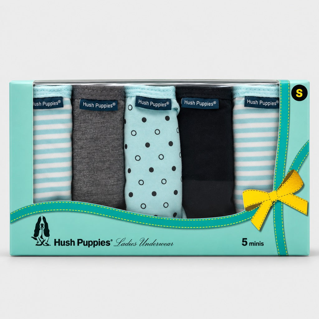 Women's Dots and Stripes Mini Panties 5pcs | Cotton Spandex | HLU609881