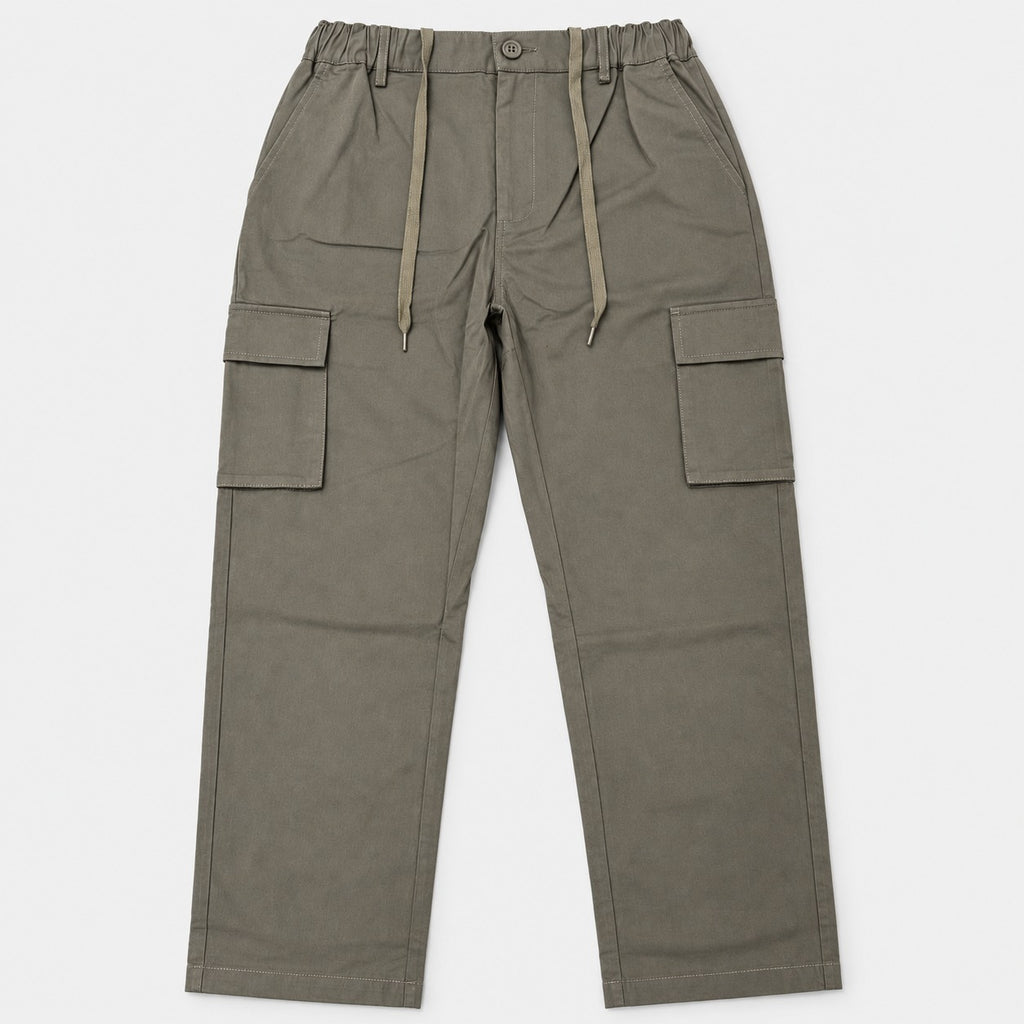 Men's Straight Cut Cargo Pants with Elastic Waist and Drawcord | 100% Cotton | HMJ651018