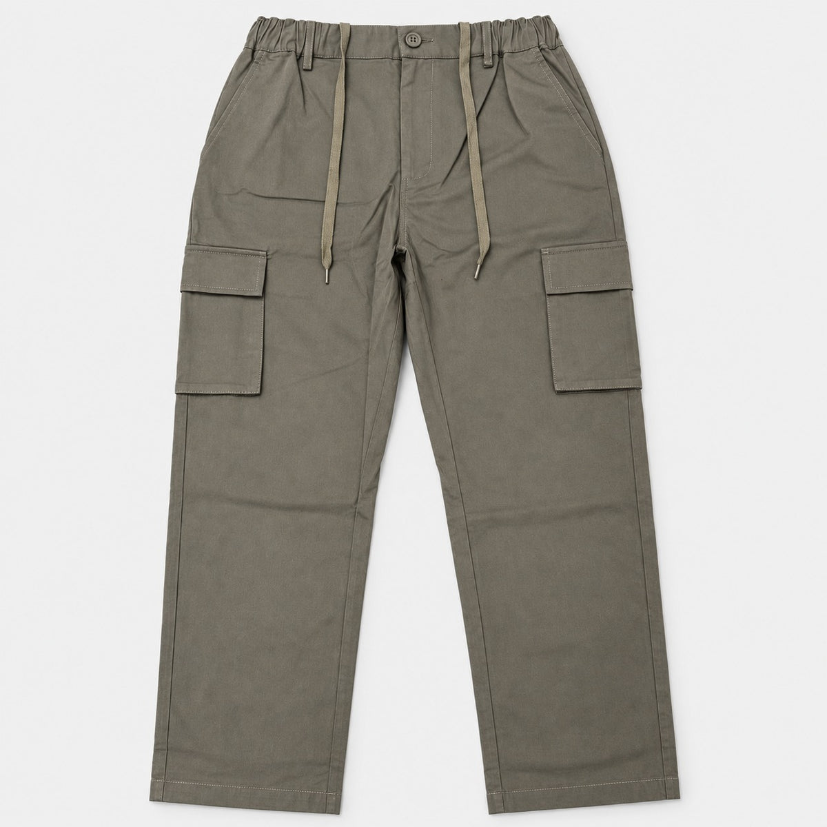 Men's Straight Cut Cargo Pants with Elastic Waist and Drawcord | 100% Cotton | HMJ651018