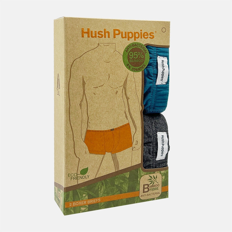 Hush Puppies 2pcs Men Boxer Briefs Bamboo Spandex BS2323