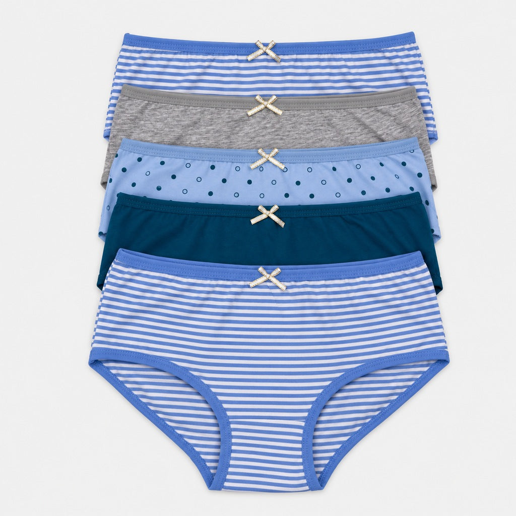 Women's Dots and Stripes Hipster Panties 5pcs | Cotton Spandex | HLU609880