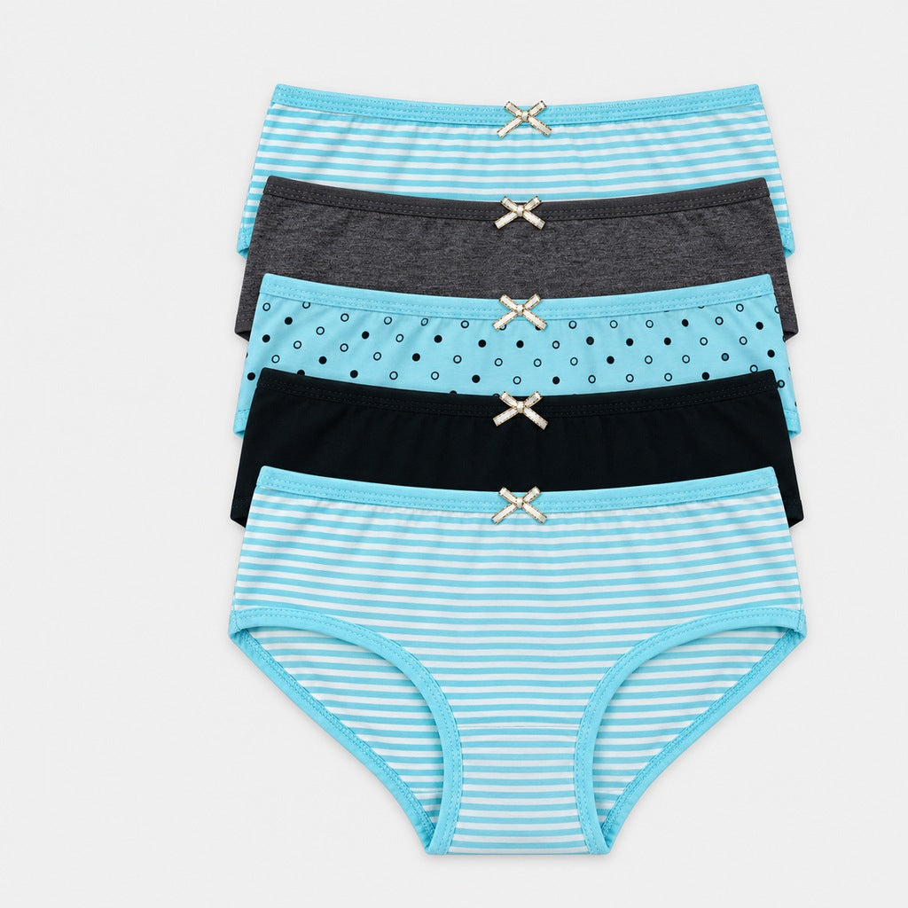 Women's Dots and Stripes Mini Panties 5pcs | Cotton Spandex | HLU609881