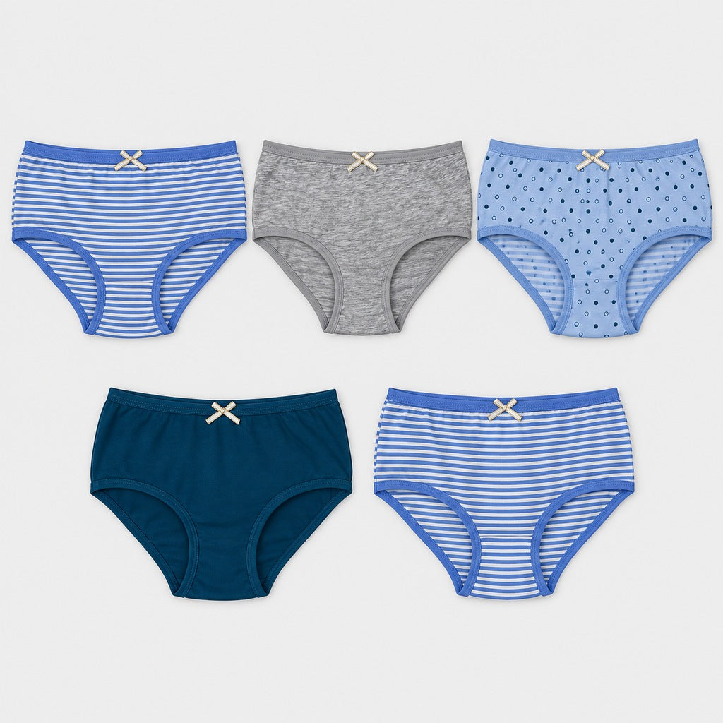 Women's Dots and Stripes Hipster Panties 5pcs | Cotton Spandex | HLU609880