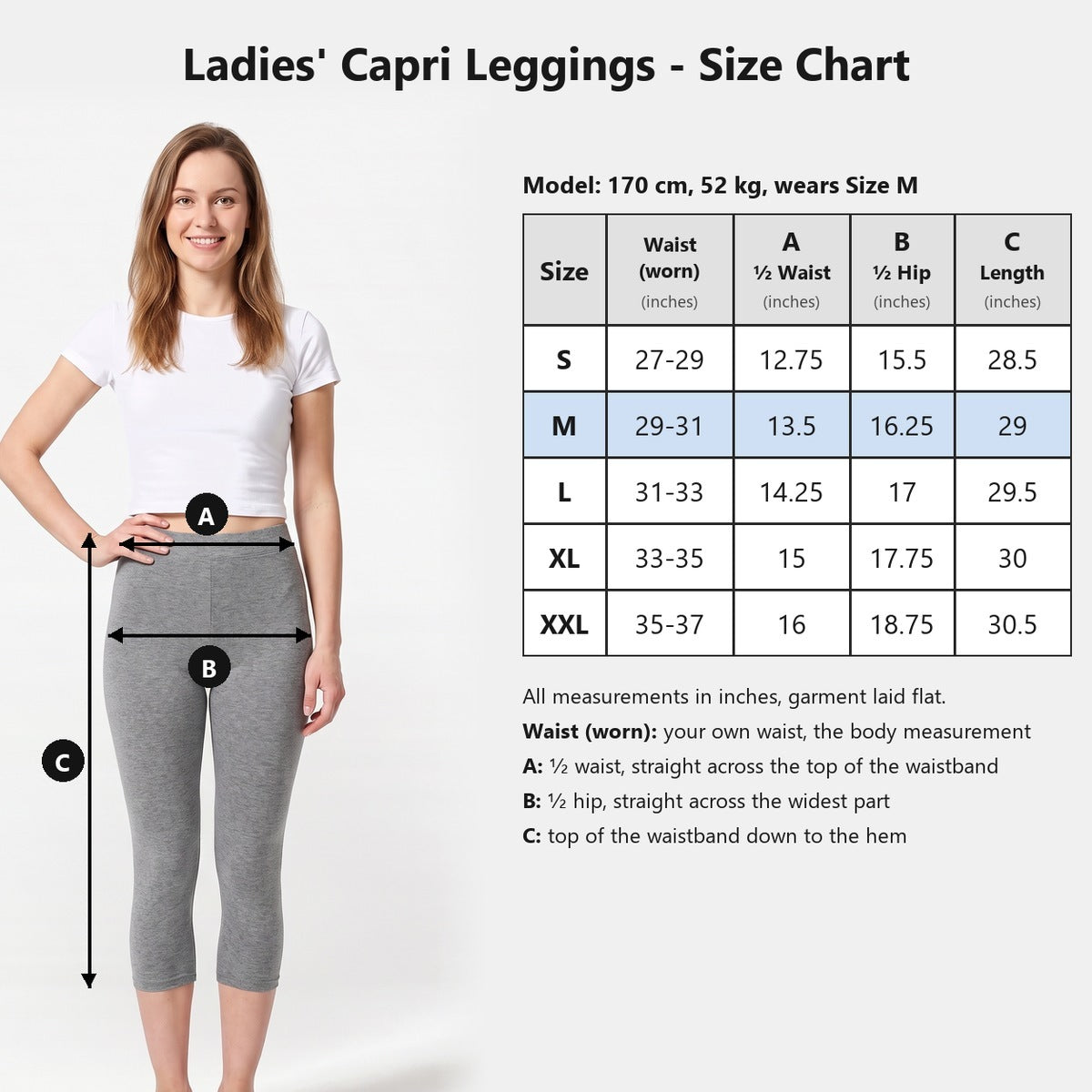 Women's Capri Leggings | 100% Cotton | HLJ651105