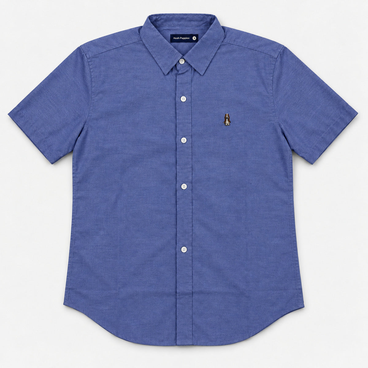 Men's Short Sleeve Oxford Shirt with Dog Embroidery | 100% Cotton | HMW651103