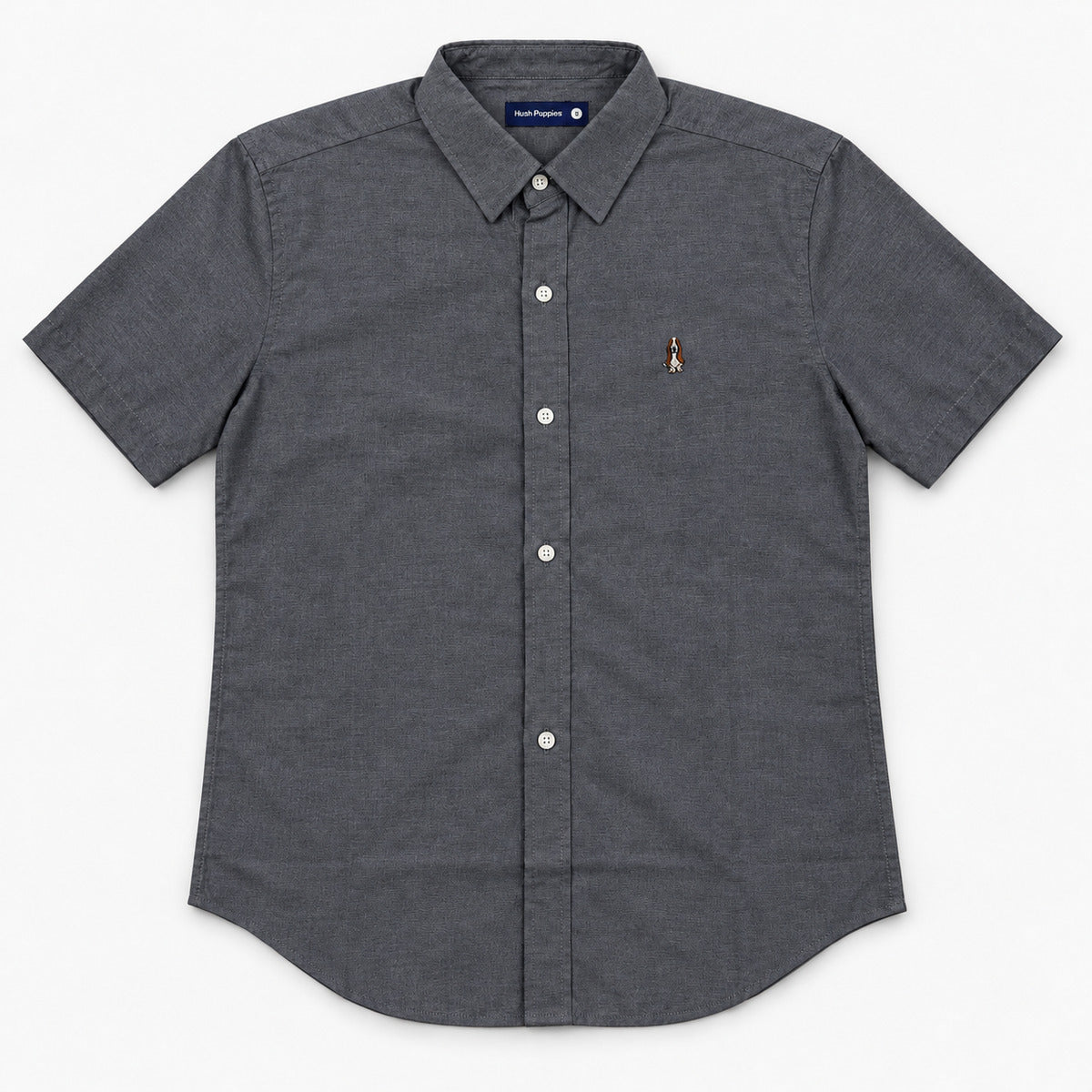 Men's Short Sleeve Oxford Shirt with Dog Embroidery | 100% Cotton | HMW651103