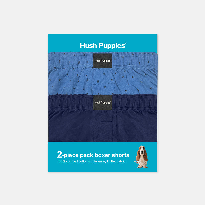 2pcs Men's Knit Boxer Shorts Printed Check & Solid Color | Combed Cotton | BS2081