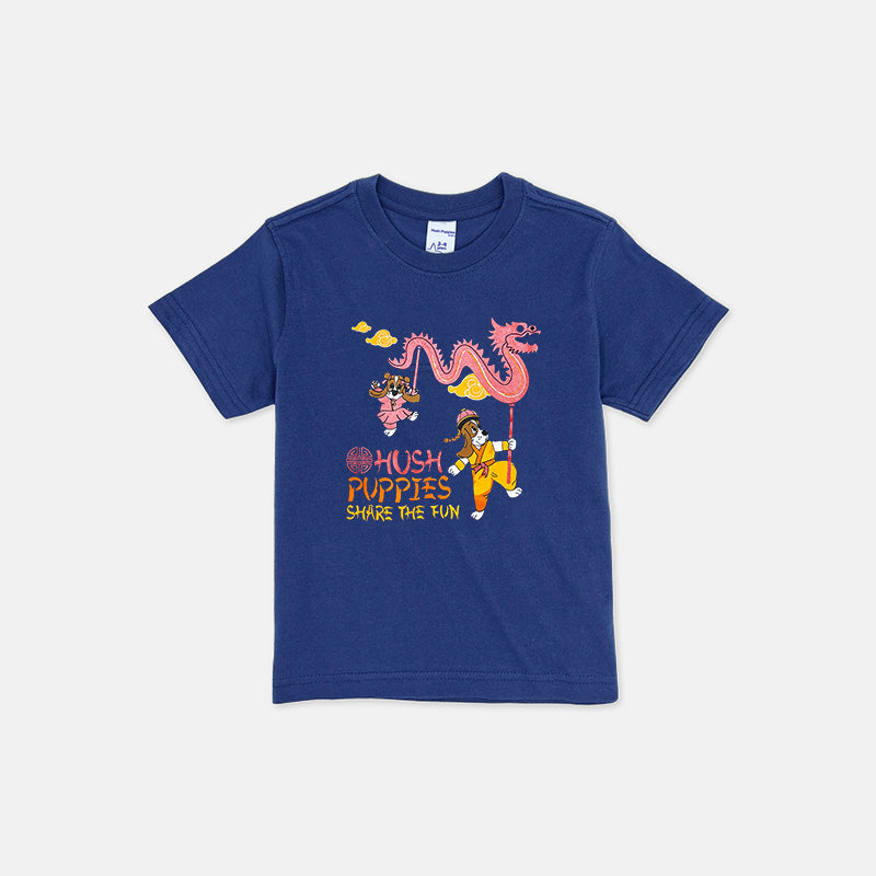 Boy's Round Neck Family Graphic Tee | 100% Cotton Single Jersey | HBT419134NVY