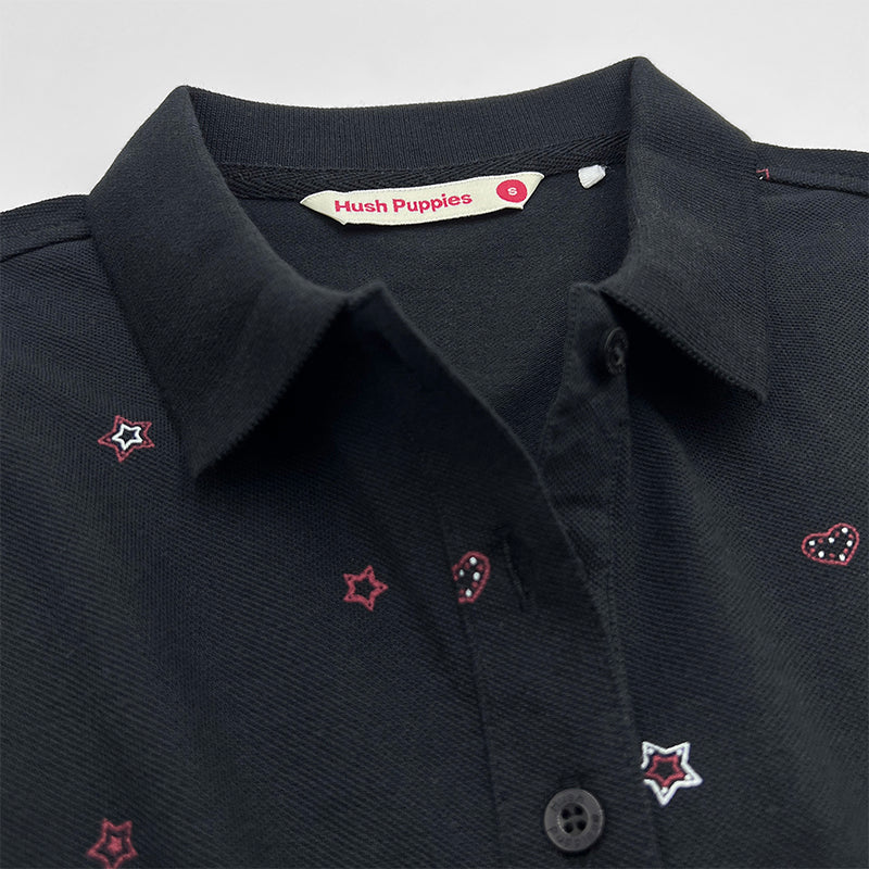 Ladies' Full Print Polo With Small Dog Embroidery | Pique Cotton | HLP379034