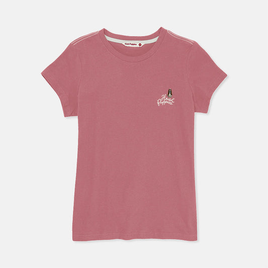 Ladies' Round Neck Basic Tee with Embroidery | Cotton Single Jersey | HLT208454