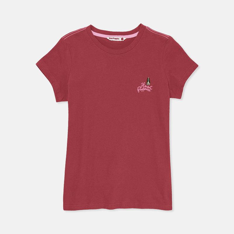 Ladies' Round Neck Basic Tee with Embroidery | Cotton Single Jersey | HLT208454