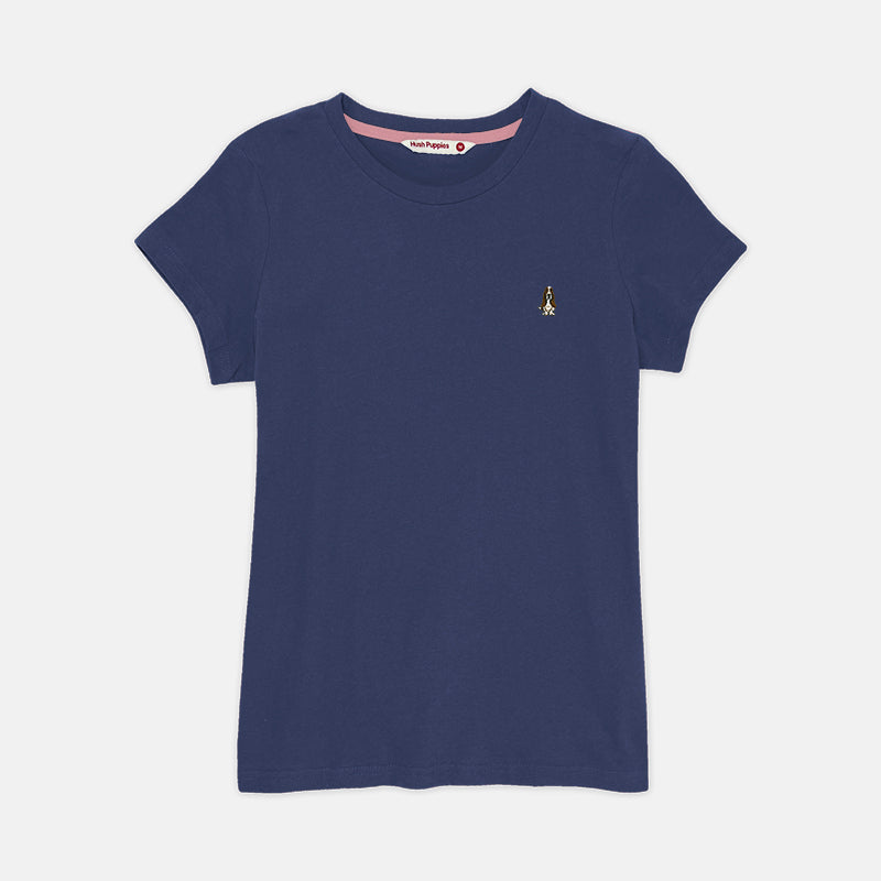 Ladies' Round Neck Basic Tee With Embroidery | Cotton Mixed | HLT308654