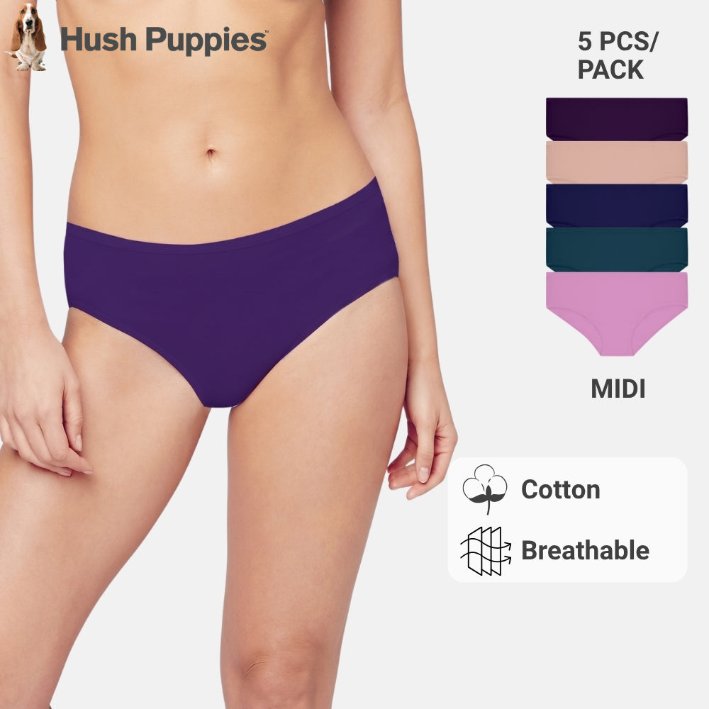 Cotton Spandex Midi 5pcs Ladies Panties HLU008958
