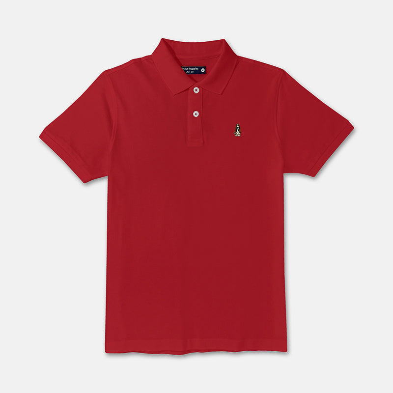AQUX ポロパン Puppy Logo Guard Polo Red M Hush Puppies Men's Basic Solid Polo With Small Dog EMB | Pique 100