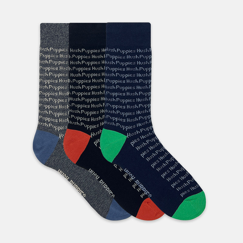 3prs Men Full Print Full Length Socks | Cotton Spandex | HMS479553