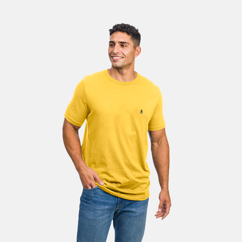 Men's Round Neck Basic Tee With Embroidery | Cotton Mixed | Regular Fit | HMT308875