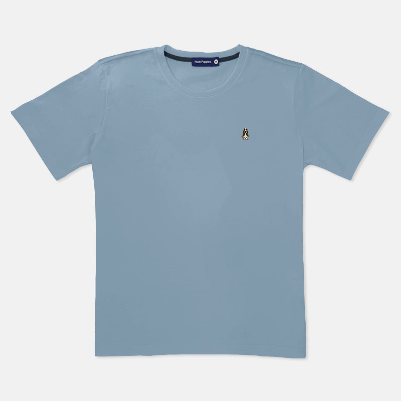 Men's R-Neck Basic Tee With Embroidery | 100% Cotton | Modern Fit | HMT409416