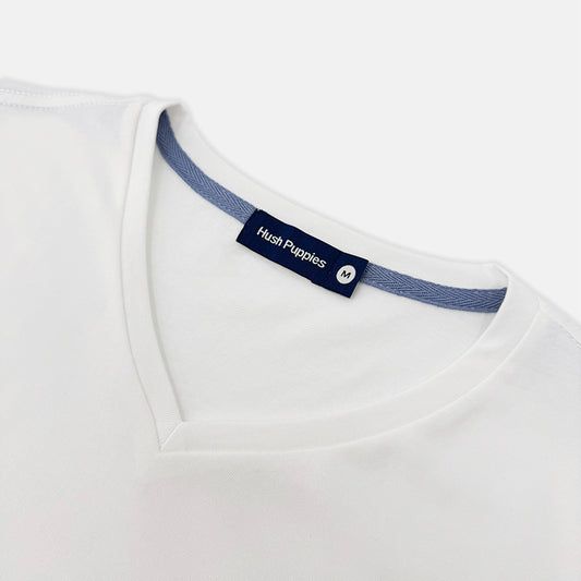 Men's V-Neck Basic Tee with Embroidery | 100% Cotton | Modern Fit | HMT409417