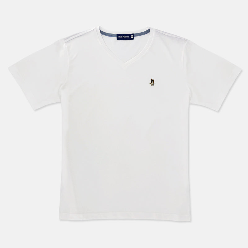 Men's V-Neck Basic Tee with Embroidery | 100% Cotton | Modern Fit | HMT409417