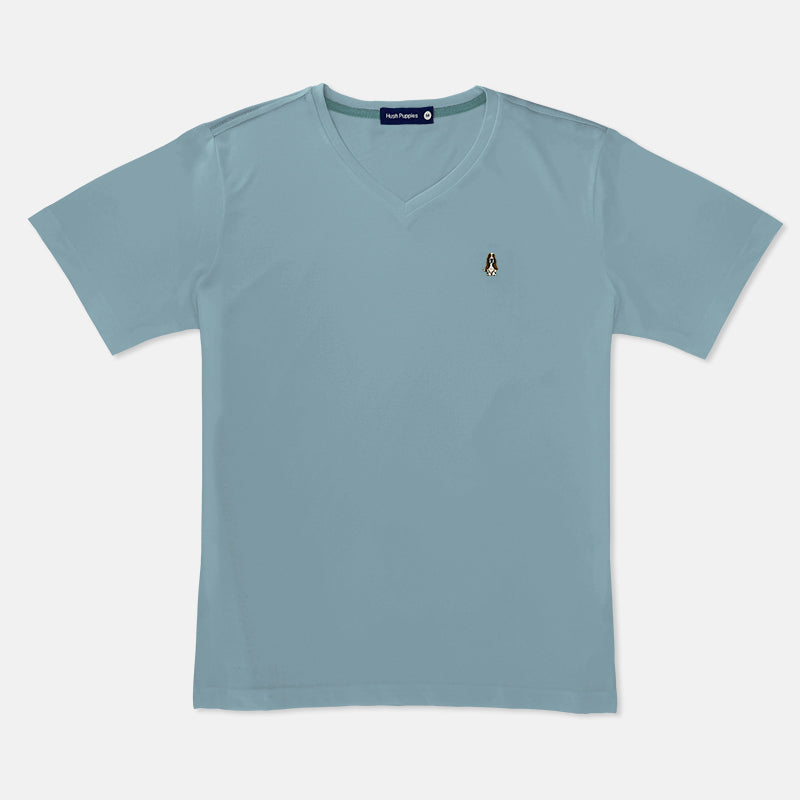 Men's V-Neck Basic Tee with Embroidery | 100% Cotton | Modern Fit | HMT409417