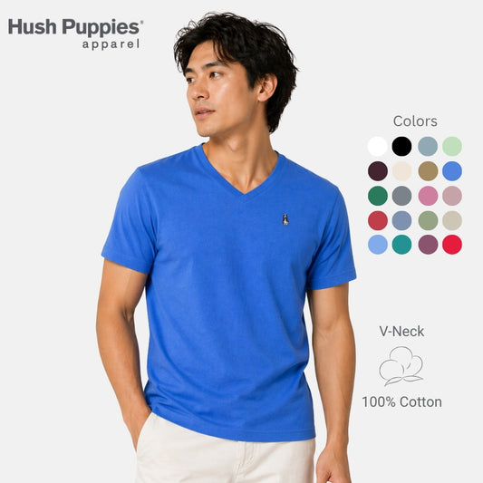Men's V-Neck Basic Tee with Embroidery | 100% Cotton | Modern Fit | HMT409417